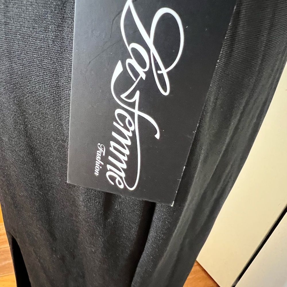 La Femme One Shoulder Fitted Jersey Gown SZ 10 with High Slit  NWT - Picture 4 of 8